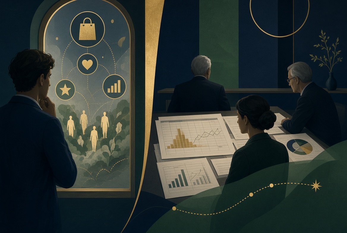 Два източника на информация: потребителски сигнали срещу анализатори, които четат отчети в заседателна зала